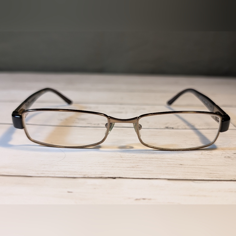 Versace Sleek Bronze Metallic Brown Designer Metal Glasses Frame, Unisex Retired